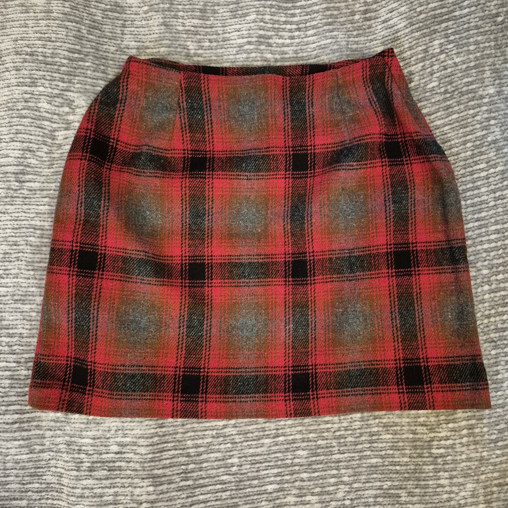 Plaid Mini Skirt in Red and Black